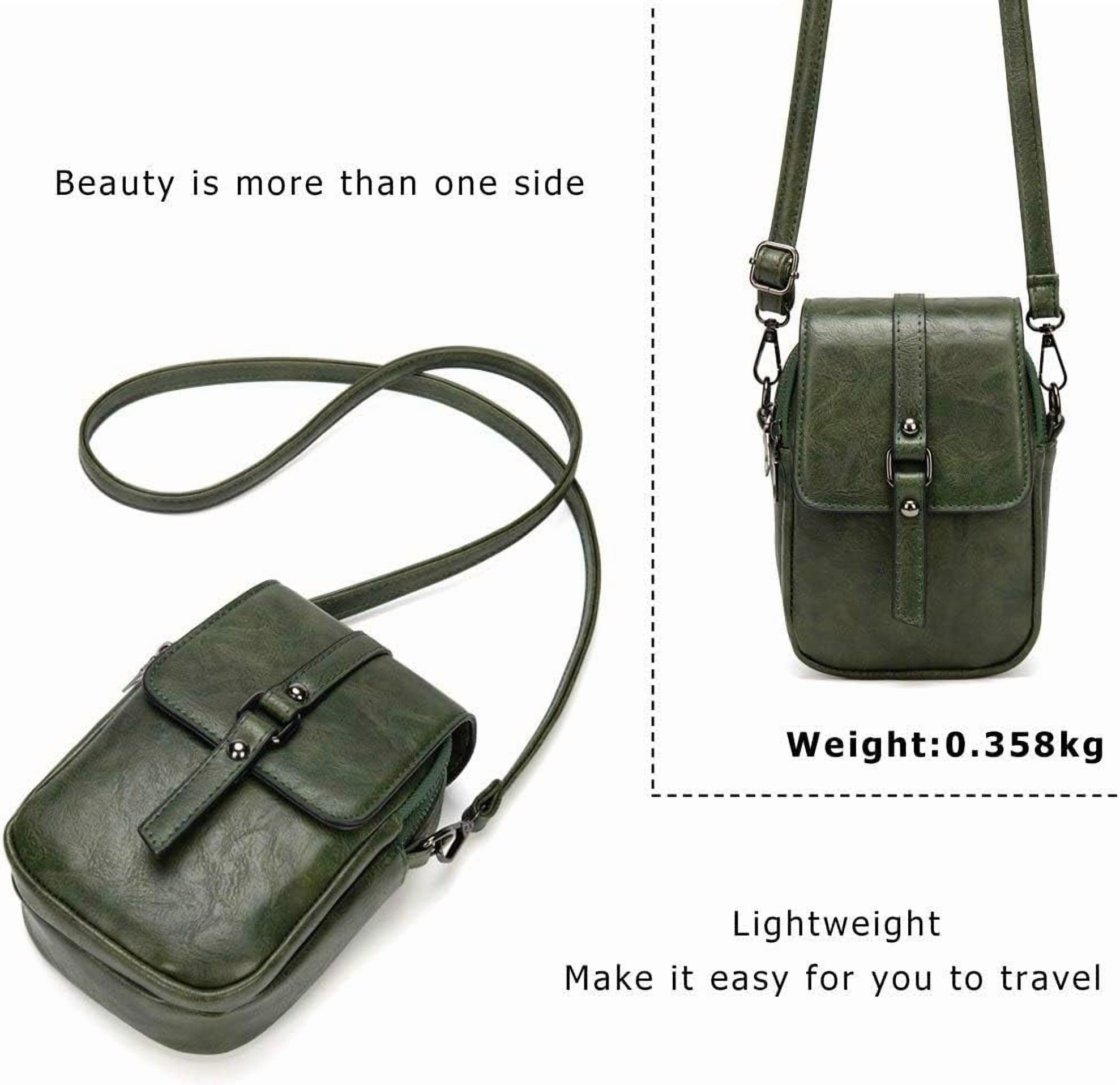 Kwuty Vintage Crossbody Phone Bag for Women, Small PU Leather Shoulder Purse and Handbag with Tassel&Rivet Decoration