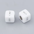 thumbnail image 2 of 50g Plated Acrylic Beads Metal Enlaced Horizontal Hole Cube with Letter Silver Plated 4.5x4.5x4.5mm Hole: 3mm about 500pcs/50g, 2 of 2