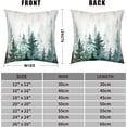 thumbnail image 4 of Teal Pine Tree Pillow Covers 16x16 Winter Misty Forest Throw Pillow Covers Pack of 2 Nature Woodland Cotton Linen Cushion Case for Couch Outdoor Living Room Bedroom, 4 of 5