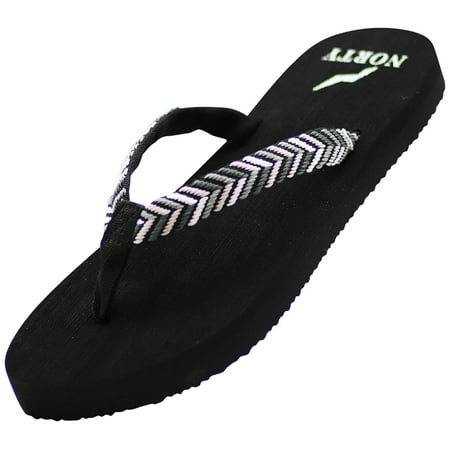 

NORTY Womens Flip Flops Adult Female Thong Sandals Black - Runs 1 Size Small