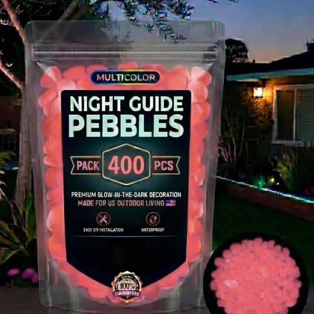 2026 Colorful -in-the-Dark Garden Stones Night Guide Luminous Pebbles In The Dark Stepping Rocks Outdoor Landscaping Decor Glowing Stones 400pc