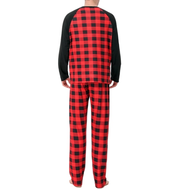 Qarigey Pijamas navideños a juego con la familia, ropa de salón navideña a cuadros, camisón de manga larga con cuello Pijama HOMBRES M Qarigey AP004036-06