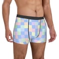 thumbnail image 5 of Men's Boxer Briefs, checkered style pastel colorful Soft Comfy Mens Underwear Boxer Briefs Breathable With Widen Waist, 5 of 7