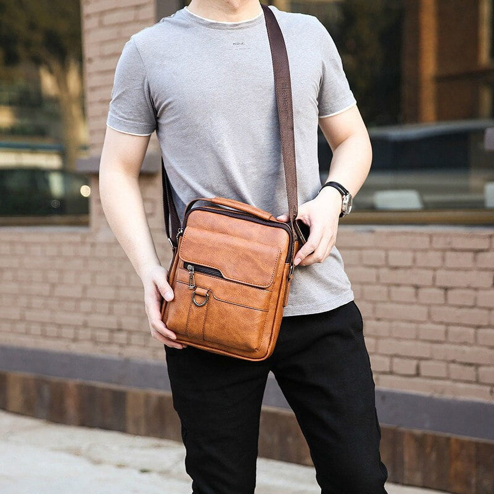 JUYGO Men Leather Shoulder Bags Man Business Crossbody Bags For IPAD Air Mini Male Leather Handbag Small Briefcase Men's Messenger Bag