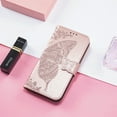 thumbnail image 5 of For Samsung Galaxy S24 Ultra Flip Wallet Case, Luxury PU Leather [Butterfly & Flower Embossed] Magnetic Clasp Stand Case Built-in Card Slots & Cash Pocket, Shockproof Wrist Strap Case, Rosegold, 5 of 10