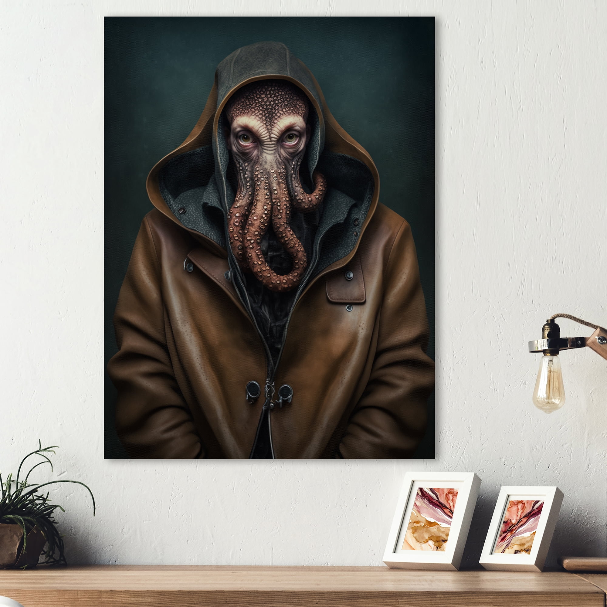 Designart Anthropomorphic Of Octopus Portrait III Canvas Wall Art