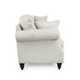 thumbnail image 7 of Noble House Viewland Fabric Pillowback 3 Seater Sofa with Nailhead Trim, Beige and Dark Brown, 7 of 7