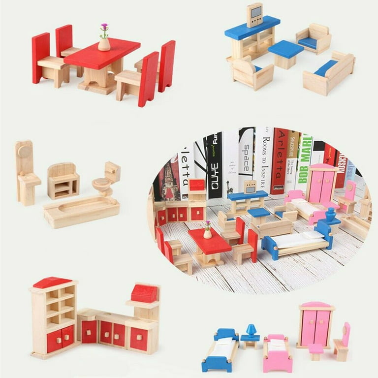 Wooden Pretend Play Miniature Furniture Dollhouse Set INS Style Villa Doll  House Learning Education Imitation Game Children Toys - AliExpress