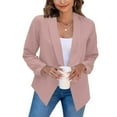 thumbnail image 1 of Innerwin Lapel Blazer Solid Color Women Jacket Coat Office Long Sleeve Open Front Blazers Pink 4XL, 1 of 4