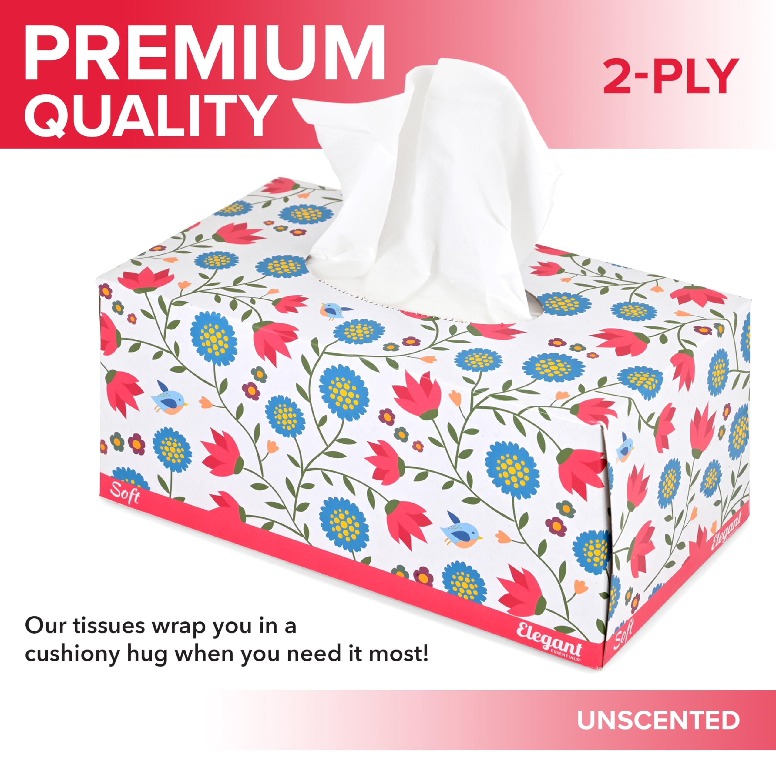 Premium Bulk Tissues, 8 Tissue Boxes of 230 Count Tissues, 2-Ply Soft Facial Tissues for Offices or School, Made in the USA, 1840 Total Count Bulk Face & Nose Tissue Paper for Home