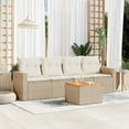 thumbnail image 1 of vidaXL 5 Piece Garden Sofa Set with Cushions Beige Poly Rattan, 1 of 5