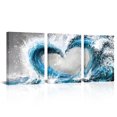 thumbnail image 4 of Bedroom 3 Piece 12 x 16 Inch Framed Wall Art Set Ocean Wave Painting Love Sign Wall Decor Framed Artwork Bathroom Bedroom Living Room Decor (Blue), 4 of 5