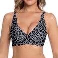 thumbnail image 2 of Soyumi Wireless Bras for Women Soft Comfortable No Underwire T Shirt Bra Seamless Full Coverage Bras with Support Leopard Print Workout Sport Bra, Dark Gray, 2 of 6