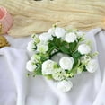 thumbnail image 6 of JWshufel Tea Light Candle Ring Floral Wreath Realistic Fabric Rose Candle Holder with Soft Petals and Textured Leaves Reusable Centerpiece Decoration for Holidays Weddings Home White 9.8in, 6 of 6