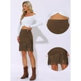 thumbnail image 2 of DARING DIVA Faux Suede Skirt for Women's Vintage High Waist Stretch Bodycon L Dark Brown, 2 of 6