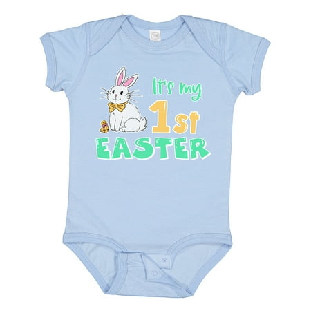 

Inktastic It s My 1st Easter with Cute Chick and Bunny Gift Baby Boy or Baby Girl Bodysuit