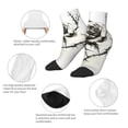 thumbnail image 5 of Fuzoiu Black And White Rose Print Adult Socks, Crew Moisture-wicking Socks, Unisex Cushion Crew Socks,Casual Sports Ankle Socks, 5 of 7