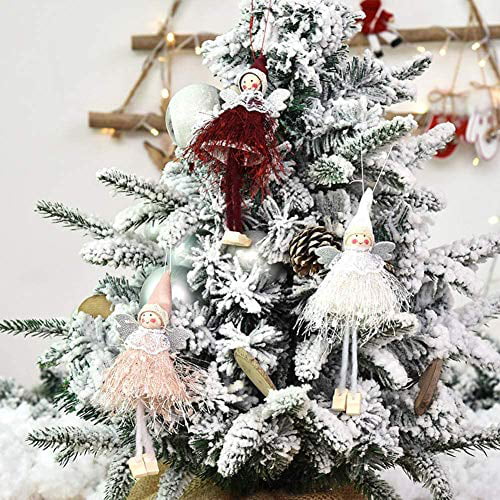 Details about   3 Piece Christmas Tree Pendant Ornament Decoration Angel Wood Red
