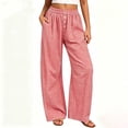 thumbnail image 5 of hoksml Women's Gingham Wide Leg Pants Elastic High Waist Button Front Pleated Lounge Trousers with Pockets for Vacation and Daily Casual, 5 of 8