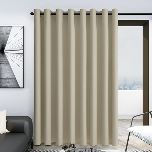 Deconovo Sliding Door curtains - Wide Width curtains, 100 Inch Wide, Light Blocking Drapes for BedroomLiving Room (100W X 95L Inch, Beige, 1 Panel)