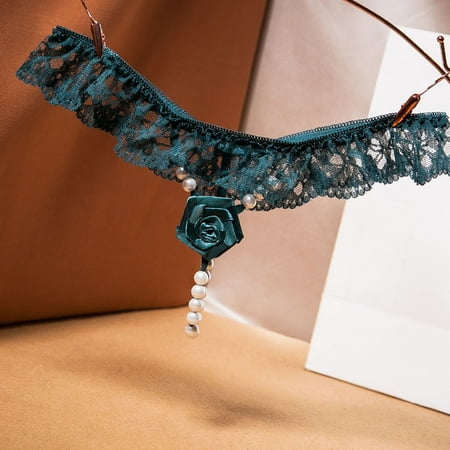 Sexy Thongs Women Lace T-Back Panties Massage Pearl G String Tanga Lingerie Low Waist T Pants Underwear Lenceria   Xinyi