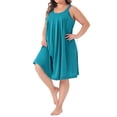 thumbnail image 4 of Agnes Orinda Plus Size Nightgowns for Women Sleeveless Sleepwear Wide Strap Sleepshirts Pleated Scoopneck Nightshirt 2X Teal Blue, 4 of 6