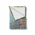 thumbnail image 2 of East Soft Flannel Fleece Throw Blanket, Old Chinese Suburbs Lake Canal with Wood Boats Foggy Eastern Rural Scene Art, Cozy Plush for Indoor and Outdoor Use, 50" x 60", Multicolor, by Ambesonne, 2 of 6