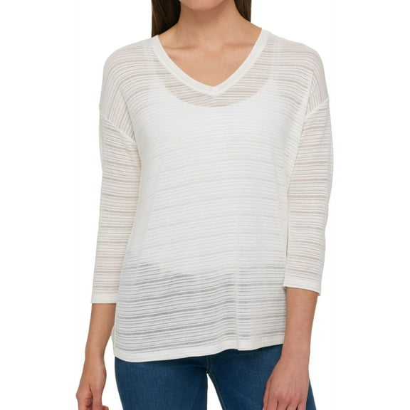 Tommy Hilfiger Womens Shadow Stripe Basic T-Shirt