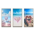 thumbnail image 2 of Designart "Glorious Pink Heart Amidst Tropical Beach III" Beach Framed Wall Art Set Of 3 - Pink Coastal Beach Frame Canvas Set For Living Room Decor, 2 of 6