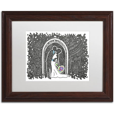 Trademark Fine Art 'Wedding Kiss' Canvas Art by Viz Art Ink, White Matte, Wood Frame