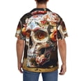thumbnail image 3 of Kdxio Men's Hawaiian Shirt for Men Short Sleeve Shirt Rose Floral Skull Summer Casual Holiday Beach Button Down T-Shirts, 3 of 5
