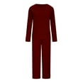 thumbnail image 5 of yievot Lounge Sets for Women Long Sleeved Knitted Two Piece Sweater and Pants Pajamas Loungewear, 5 of 8