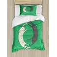 thumbnail image 1 of Yin Yang Duvet Cover Set Twin Size, Symbolic Image of Two Sleeping Cats Forming Yin Yang Shape and Trigrams, Decorative 2 Piece Bedding Set with 1 Pillow Sham, Sea Green Grey White, by Ambesonne, 1 of 3