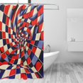 thumbnail image 2 of AI Shower Curtain Twisted Checkerboard 3D Illusion Waterproof Fabric Bathroom Shower Curtain Set with Hook 72x72 Inch, 2 of 5