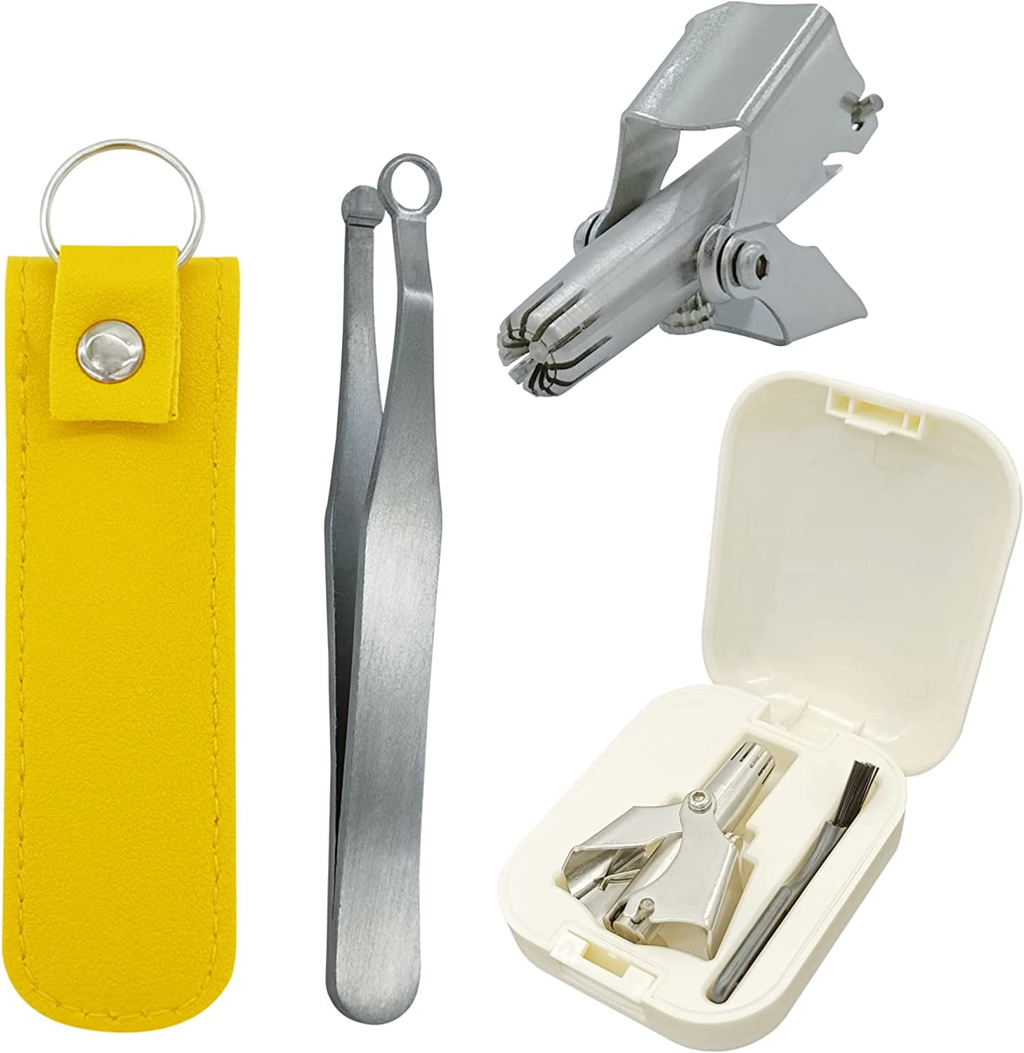 Universal Nose Hair Trimming Tweezers, Comes in Leather Sheath and Storage Packaging, Stainless