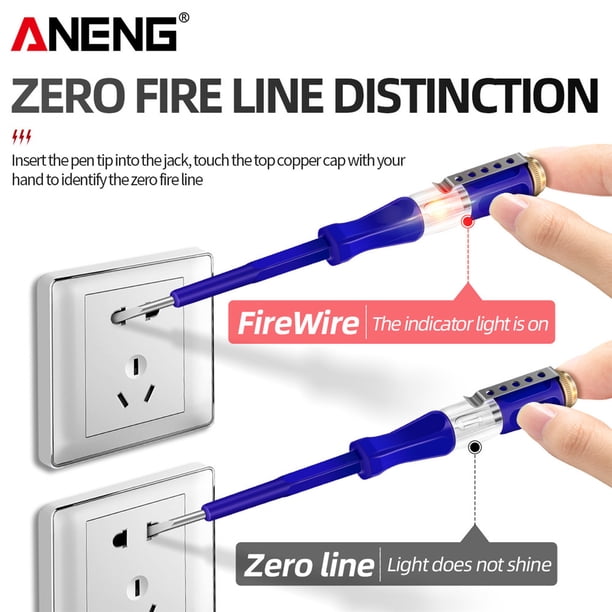 Medidor de voltaje portátil Bombilla de neón Detector de potencia Herramienta de medición (Azul) Tmvgtek Para estrenar