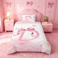 thumbnail image 2 of meiyoeat Girly Bow Monogrammed D Twin Duvet Cover,Pink Pearl Initial Print Twin Bedding For Girl,Pink Reversible,2pcs,1 Duvet Cover and 1 Pillowcase, 2 of 6