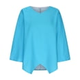 thumbnail image 5 of Oalirro Blue Womens Long Sleeve Tops Summer V Neck Solid Womens Trendy Tops, 5 of 6