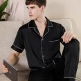 thumbnail image 1 of REDHOTYPE Solid Striped Men Pajama Sets Spring Summer Ultra-thin Ice Silk Men's Pajamas Set Soft Comfortable Pijamas Pyjama Homme, 1 of 4