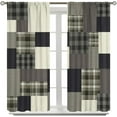 thumbnail image 6 of Patchwork Print Curtains, Vintage Fabric Brown Patchwork Plaid Design Blackout Rod Sleeves Window Drapes for Living Room Bedroom Farmhouse Home Decor 42"W x 108"L (Pack of 2), 6 of 6