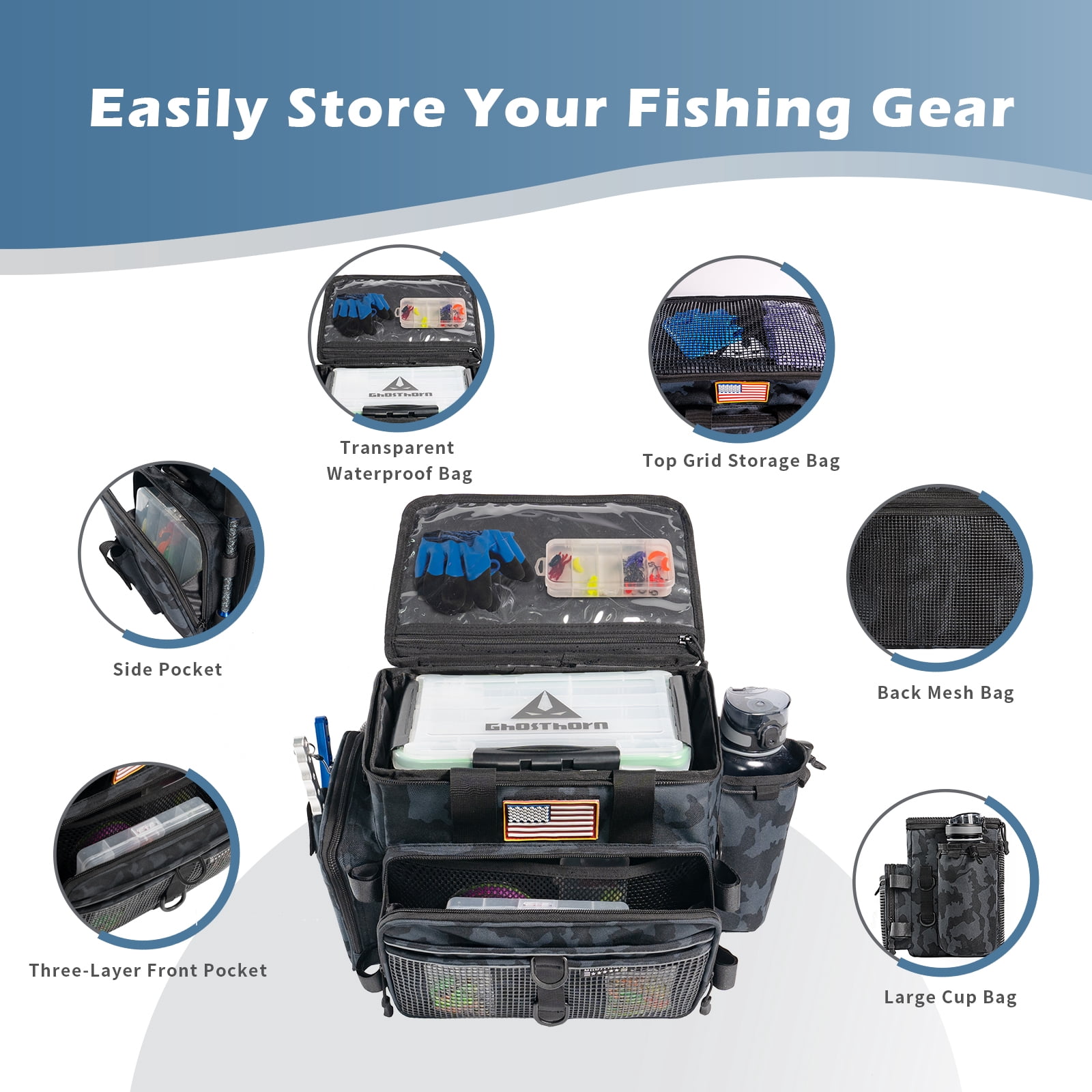 Ghosthorn Fishing Tackle Bags for Saltwater or Freshwater Fishing