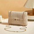thumbnail image 3 of Yvsxxv Beige Rattan Woven Small Messenger Shoulder Bag, Summer Beach Use, 1 Pc, 3 of 7