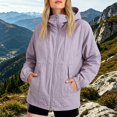 thumbnail image 5 of Vinsonshop Zip Up Hiking Windbreaker for Women Waterproof Hooded Rain Jacket Colorblock Lightweight Outdoor Raincoat Athletic Activewear Gorpcore Utility Jackets Light Violet 3XL, 5 of 5