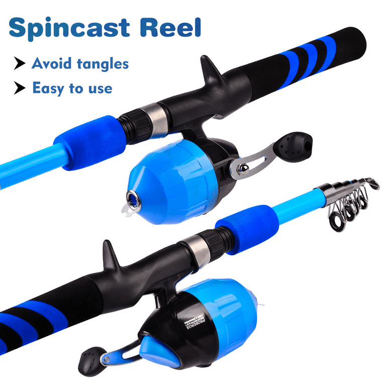 Kids Fishing Pole 150cm, Telescopic Kid Fishing Rod and Reel Combo Suitable  for Boys, Girls