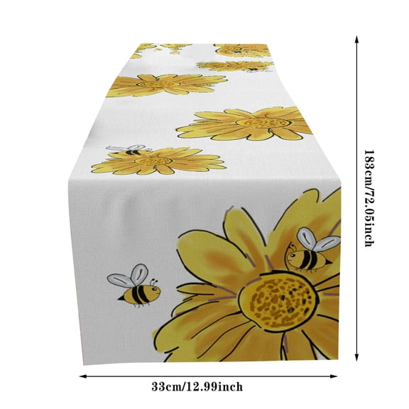 1Pc Table Runner Clearance! Sunflower and Floral Pattern Table Runner Heat Insulating and Non Slip Linen Placemat for Summer