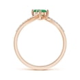thumbnail image 2 of ANGARA Natural Two Stone Emerald Bypass Ring with Diamond Accents in 14K Rose Gold for Women (Size-3.7mm) | May Birthstone, Birthday, Anniversary, Jewelry Gift for Women | Natural Emerald Ring, 2 of 8