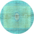 thumbnail image 1 of Ahgly Company Indoor Round Medallion Light Blue Traditional Area Rugs, 3' Round, 1 of 4