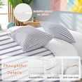 thumbnail image 2 of 3 Piece Navy Blue Striped Duvet Cover Set California King,Microfiber Comforter/Quilt Cover with Corner Ties and 2 Pillowcases,Navy Blue White Stripes Farmhouse All Season Bedding with Zipper Closure, 2 of 8