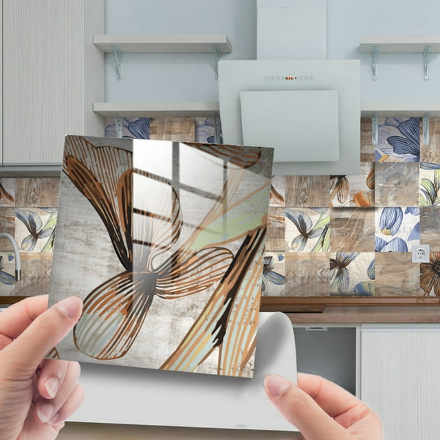 Lucoss Peel and Stick Tile Stickers 24 Pcs(6X6 Inch) Backsplash Waterproof Stickers for Kitchen and Stick on Tile