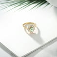 thumbnail image 4 of Gem Stone King 1.35 Ct Oval Green Prasiolite 18K Yellow Gold Plated Silver Flower Ring, 4 of 4